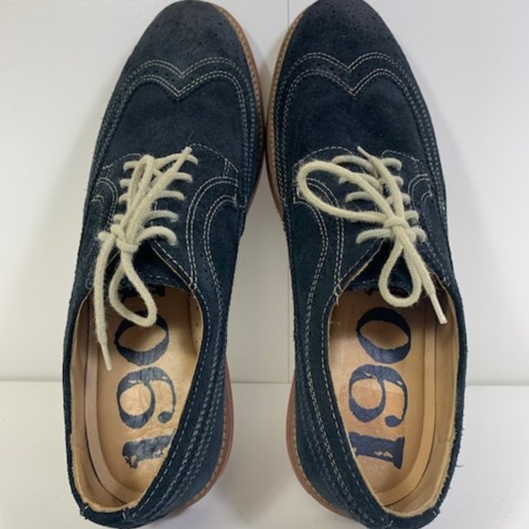 1901 Dark Navy Suede Oxfords Wing Tip Men\'s 12M main image 4